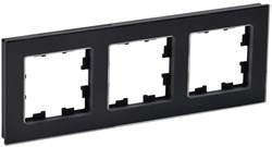 IEK Brite Decor чёрный глянец стекло рамка 3 места BR-M32-G-K02 - фото 73789