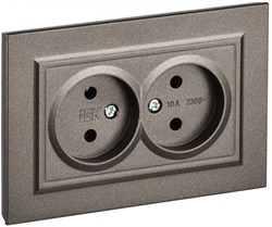 IEK Brite тёмная бронза розетка 2-я без заземления, шторок, 10А в сборе BR-R20-10-K45-F - фото 73810