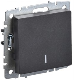IEK Brite Base чёрный выключатель 1-клавишный, проходной с индикацией 10А BR-V12-1-10-K02 - фото 73821