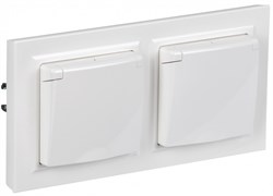 IEK Brite белый розетка с кр. 16А IP44 в сборе 2шт BR-R16-16-44-2-K01-F-PRO - фото 73822