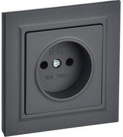 IEK Brite графит розетка без заземления, шторок, 10А в сборе BR-R10-10-K53-F - фото 73859