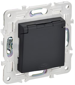 IEK SKANDY Графит Розетка с/з с защитными шторками и крышкой 16А IP44 SK-R11G SK-R16-16-44-K53 - фото 73865