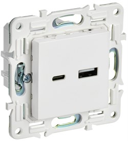 IEK SKANDY Арктический белый Розетка USB A+C 18Вт SK-R13W SK-U22-018-K01 - фото 73868