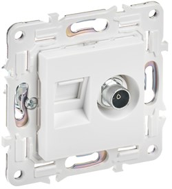 IEK SKANDY Арктический белый Розетка двойная TV+RJ45 кат.5E SK-A14W SK-AK20-1-K01 - фото 73870