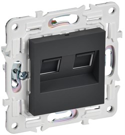 IEK SKANDY Графит Розетка компьютерная двойная RJ45 кат.5E SK-K03G SK-K20-1-K53 - фото 73940