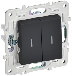 IEK SKANDY Графит Выключатель 2-клавишный проходной с индикацией 10А SK-V10G SK-V22-1-10-K53 - фото 74003
