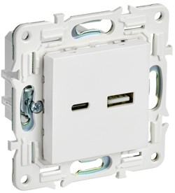 IEK SKANDY Арктический белый Розетка USB A+C 3,1А SK-R14W SK-U22-D31-K01 - фото 74069