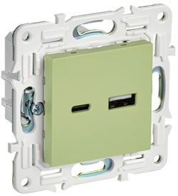 IEK SKANDY Мятный Розетка USB A+C 18Вт SK-R13G SK-U22-018-K06 - фото 74204