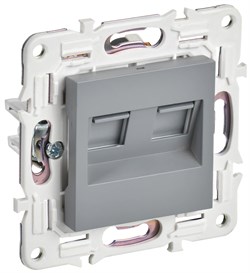 IEK SKANDY Серый Розетка компьютерная двойная RJ45 кат.5E SK-K03Gr SK-K20-1-K03 - фото 74235