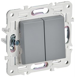 IEK SKANDY Серый Выключатель 2-клавишный 10А SK-V04Gr SK-V20-0-10-K03 - фото 74413
