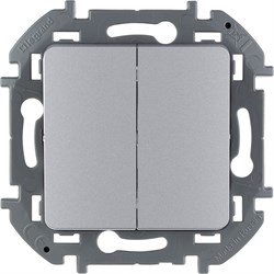 Legrand Inspiria алюминий выключатель двухклавишный 10 AX - 250 В 673622 - фото 74655