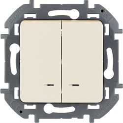 Legrand Inspiria слоновая кость выключатель двухклавишный с подсветкой/индикацией 10 AX - 250 В 673631 - фото 74658