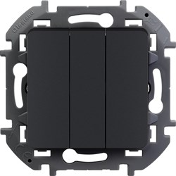 Legrand Inspiria антрацит выключатель трехклавишный 10 AX - 250 В 673643 - фото 74664