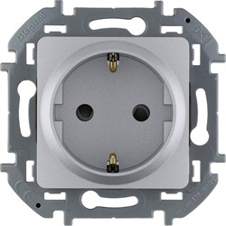 Legrand Inspiria алюминий розетка 2К+З со шторками - немецкий стандарт - 16 А - 250 В 673732 - фото 74693