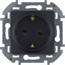 Legrand Inspiria антрацит розетка 2К+З со шторками - немецкий стандарт - 16 А - 250 В 673733 - фото 74694