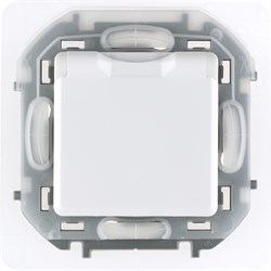 Legrand Inspiria белый розетка 2К+З IP 44 с откидной крышкой и шторками - немецкий стандарт - 16 А - 250 В 673740 - фото 74695