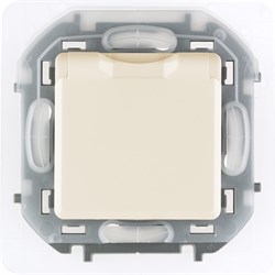 Legrand Inspiria слоновая кость розетка 2К+З IP 44 с откидной крышкой и шторками - немецкий стандарт - 16 А - 250 В 673741 - фото 74696
