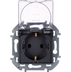 Legrand Inspiria антрацит розетка 2К+З IP 44 с откидной крышкой и шторками - немецкий стандарт - 16 А - 250 В 673743 - фото 74698