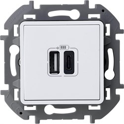 Legrand Inspiria белый зарядное устройство с двумя USB-разьемами A-C 240В/5В 3000мА 673760 - фото 74703