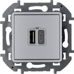 Legrand Inspiria алюминий зарядное устройство с двумя USB-разьемами A-C 240В/5В 3000мА 673762 - фото 74705