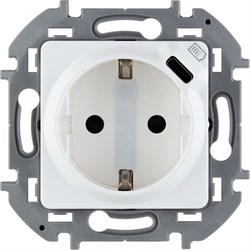 Legrand Inspiria белый розетка 2К+З немецкий стандарт 16А 250В со встроенным зарядным устройством USB C 1.5А 5В 673770 - фото 74818