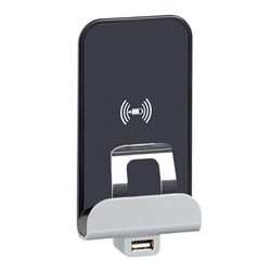 Legrand Etika белый Беспроводное зарядное устройство Qi 1А с дополнительным разьемом USB A 5В 2,4А 672237 - фото 75061