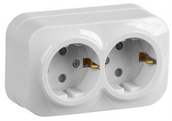 IEK GLORY РСш22-3-ХБ Розет. 2-ая с з/к и з/ш о/у 16А GLORY белый ERH24-K01-16 - фото 75159