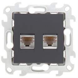 Simon 24 Графит Розетка 2хRJ45 кат. 5е UTP 2450593-038 - фото 76026