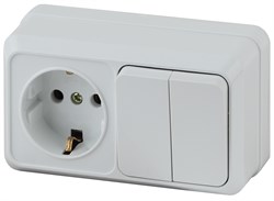 Intro Блок розетка с выключателем Quadro 2-702-01 двойным горизонтальный 10(16)А-250В, IP20, ОУ, белый Б0053873 - фото 76195