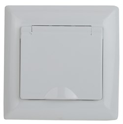 Intro 4-209-01 Розетка 2P+E Schuko с крышкой штор., 16А-250В, СУ, IP44, Solo, белый Б0043361 - фото 76237