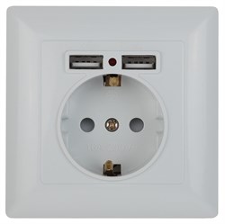 Intro 4-410-01 Розетка P+E Schuko со шторками, 16А-250В + 2хUSB, СУ, Solo, белый (10/100/2500) Б0053713 - фото 76410