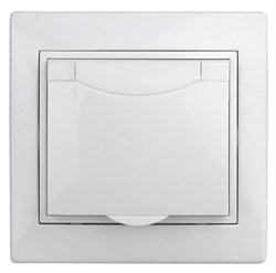 Intro Розетка Plano 1-209-01 с заземлением 2P+E Schuko с крышкой штор., 16А-250В, IP20, скрытой установки, IP44, белый Б0048033 - фото 76421