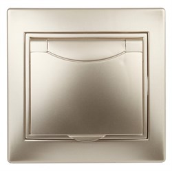 Intro 1-203-04 Розетка 2P+E Schuko с крышкой, 16А-250В, IP20, СУ, Plano, шампань (10/100/1500) Б0030063 - фото 76422