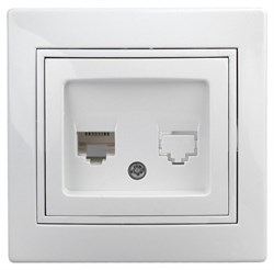 Intro 1-302-01 Розетка телефонная RJ11, IP20, СУ, Plano, белый (10/200/2400) Б0027619 - фото 76450