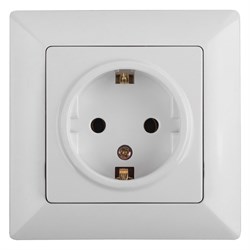 Intro Розетка Solo 4-206-01 с заземлением 2P+E Schuko со шторками, 16А-250В, IP20, СУ, белый Б0053681 - фото 76489