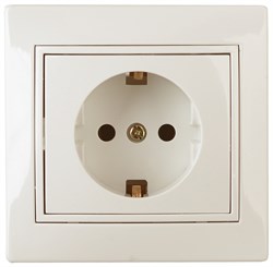 Intro Розетка Plano 1-202-02 с заземлением 2P+E Schuko, 16А-250В, IP20, СУ, слоновая кость Б0053876 - фото 76559