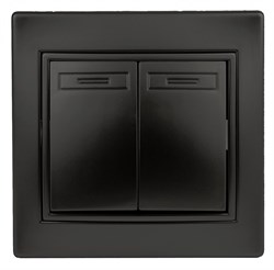 Intro 1-104-05 Выключатель двойной, 10А-250В, IP20, СУ, Plano, антрацит (10/200/2400) Б0044563 - фото 76661