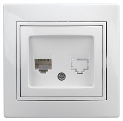 Intro 1Э-303-01 Розетка информационная RJ45, СУ, б.л., Plano, белый (10/200/2400) Б0038835 - фото 76671