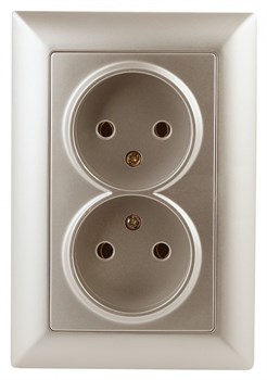 Intro 4-204-04 Розетка 2х2P, 16А-250В, СУ, Solo, шампань (10/100/1200) Б0043329 - фото 76703