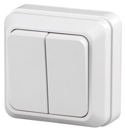 Intro Выключатель Quadro 2Э-104-01 двухклавишный, 10А-250В, IP20, ОУ, без монтажной пластины, белый Б0053901 - фото 76710