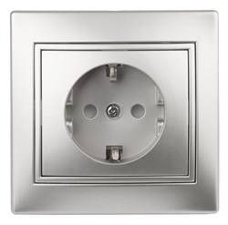 Intro Розетка Plano 1-202-03 с заземлением 2P+E Schuko, 16А-250В, IP20, СУ, алюминий Б0053878 - фото 76720