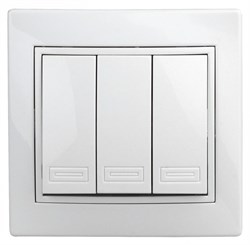 Intro 1-106-01 Выключатель тройной, 10А-250В, IP20, СУ, Plano, Белый Б0027605 - фото 76730