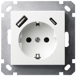 Jasmart G Белый глянцевый Розетка с/з со шторками 16A c USB A+C 25W G5501USB-25W - фото 76739