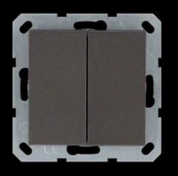 Jasmart Выключатель двухклавишный 10A 250V~ с накладкой, цвет Мокко G3023Z - фото 76796