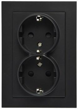 Jasmart G Черный матовый Розетка с/з двойная со шторками 16A 250V~ G5504PB - фото 76904