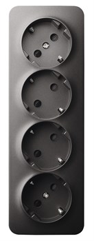 Jasmart FS Антрацит Розетка 4-ая со шт, накладного монтажа, 16AX 250V~ FS5508B - фото 77010