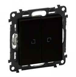 Legrand Valena Life Black переключатель двухклавишный 10АХ 250В с подсветкой. С лицевой панелью, антрацит. 756319 - фото 77103
