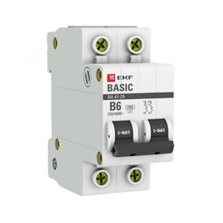 EKF Basic ВА 47-29 Автоматический выключатель  (B) 2P  6А 4,5кА mcb4729-2-06-B - фото 81001