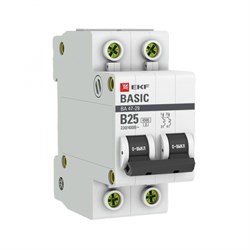 EKF Basic ВА 47-29 Автоматический выключатель  (B) 2P  25А 4,5кА mcb4729-2-25-B - фото 81003