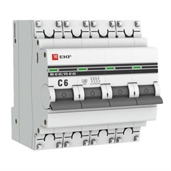 EKF PROxima ВА 47-63 Автоматический выключатель  (С) 4P 6А 4,5kA mcb4763-4-06C-pro - фото 81025